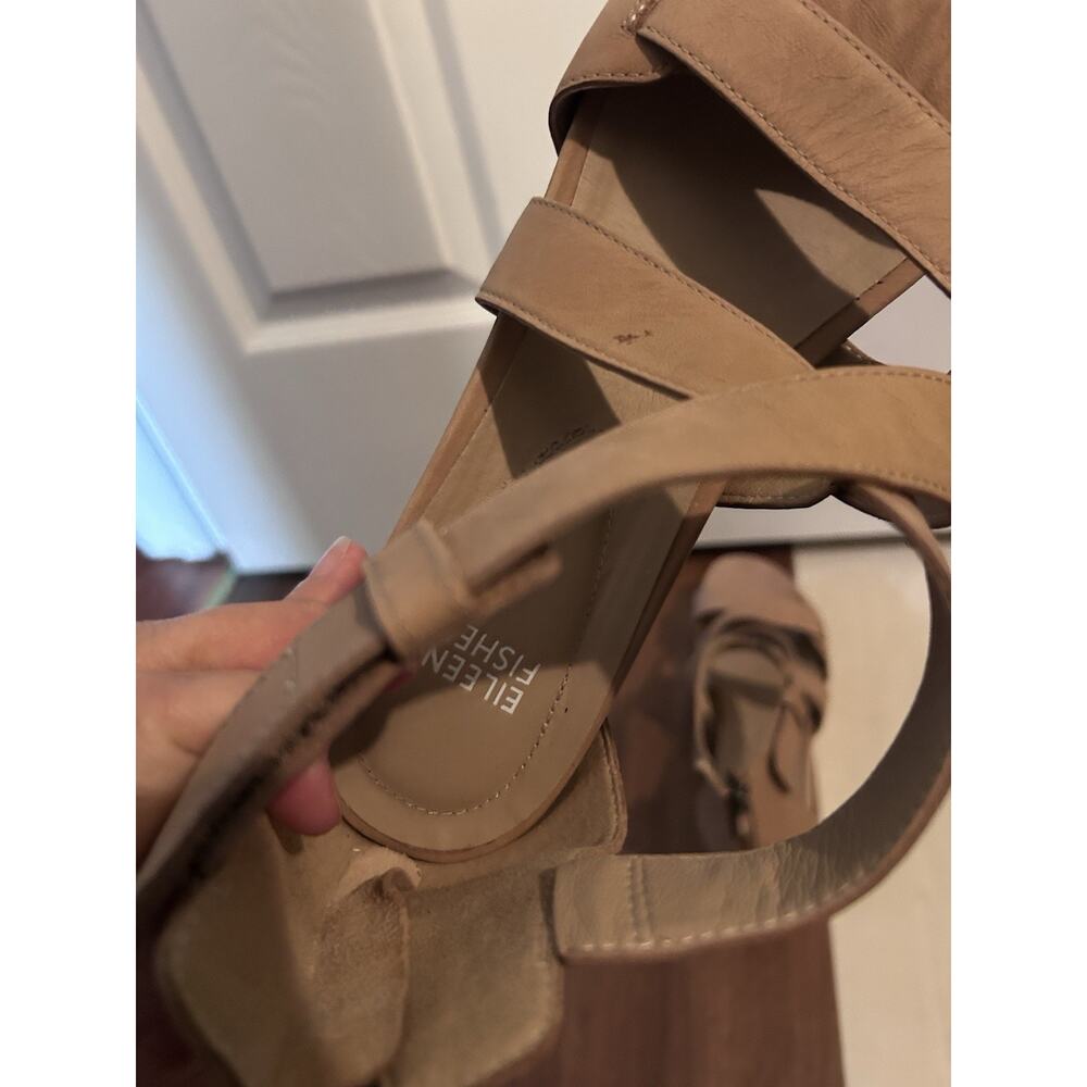 Eileen Fisher Womens Tan Nubuck Platform Sandals With Crisscross Straps Size 9 - Picture 7 of 8